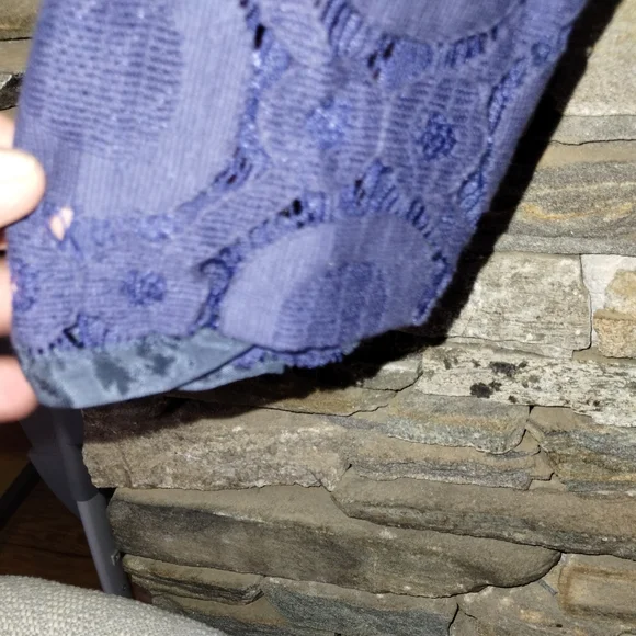 Trina Turk lined blue lace dress size 4, see through lace top - Picture 5 of 9